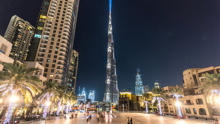 Dubai downtown and Burj Khalifa timelapse hyperlapse in Dubai, UAE