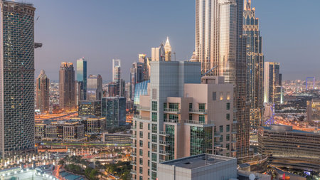 Dubai downtown day to night timelapseの写真素材
