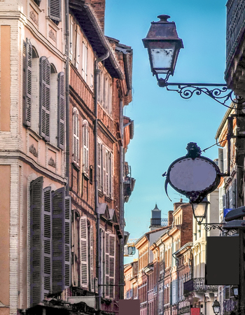 Toulouse has many ancient streets with beautiful colourfull buildings.の写真素材