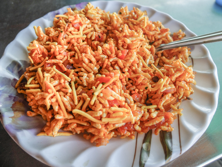 Served at a small restaurant with crispy rice and chilli for brunch,in Colva in Goa,India.の写真素材