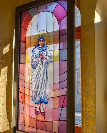 SKOPJE,NORTH MACEDONIA/AUGUST 22 2018:Mother Teresa Memorial House interior,dedicated to the humanitarian and Nobel Peace Prize laureate.she lived here from 1910 to 1928.のeditorial素材
