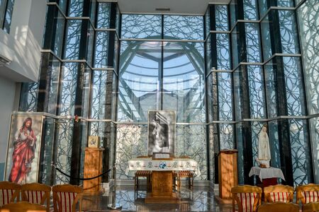 SKOPJE,NORTH MACEDONIA/AUGUST 22 2018:Mother Teresa Memorial House Chapel interior.Dedicated to the humanitarian and Nobel Peace Prize laureate.she lived here from 1910 to 1928.のeditorial素材