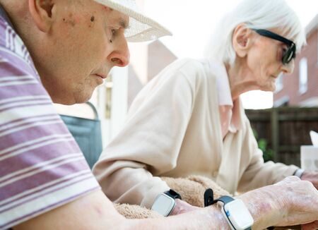 Husband and wife in their 90s still in love and the wife has early stage dementia.Natural and...