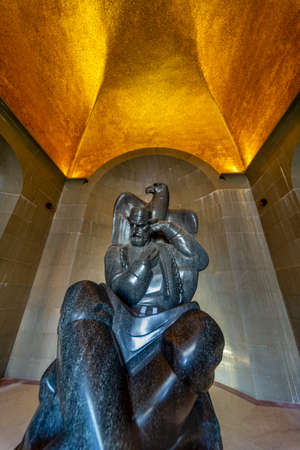 Lovcen National park,Montenegro-September 14 2019:On the summit of Mount Jezerski Vrh,stands the monument and tomb of Petar Petrovic-Njegos II,sculpted from black granite and erected in 1974.のeditorial素材