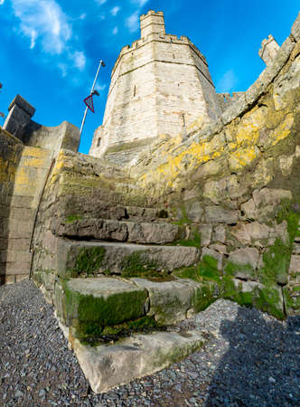 Looking up at one of the greatest buildings of the Middle Ages,high above,a huge structure,dramatic...