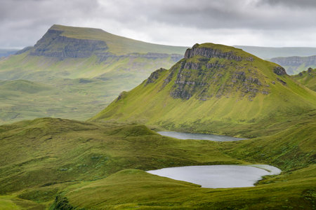 The Quiraing walking loop,beautiful,stunning,dramatic Scottish,Isle of Skye mountain scenery,jagged...