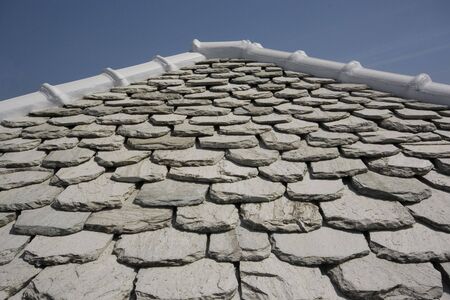Slate rooftop, Skiathos Greeceの写真素材