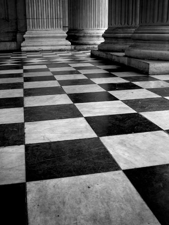 Black and white tiled floor of St Pauls Cathedral