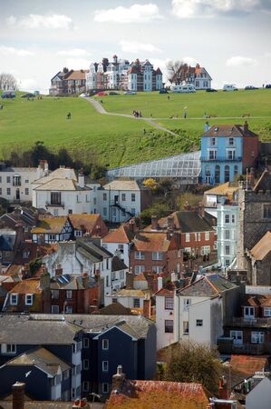 View of houses in Hastings, Englandの写真素材