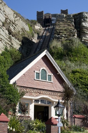 Victorian funicular railway in Hastings の写真素材