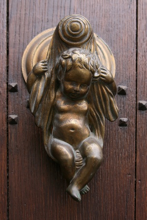 Cherub brass door knockerの写真素材