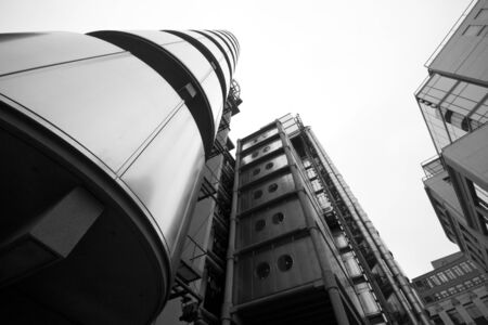 LONDON - SEPTEMBER 21  The Lloyds building pictured on September 21, 2013, during the annual Open House event in London, UK  Design by Richard Rogers and opened by Queen Elizabeth II in 1986 のeditorial素材