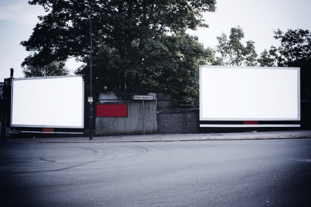 Two billboards on cornerの写真素材