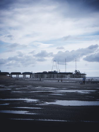 Silhouette of North Pier Blackpool, with stormy skyの写真素材