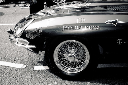 LONDON - April 30. Old Jaguar on the starting grid of the infamous Gumball Rally 3000 (founded in...