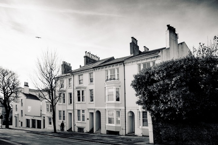 BRIGHTON, SUSSEX UK 13 October 2016: Brighton street of terraced housesのeditorial素材