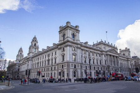 LONDON, ENGLAND - FEBRUARY 12, 2018. HMRC, Her Majesty Revenue and Customs building, Parliament Square, London, England, February 12, 2018.のeditorial素材