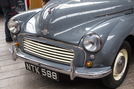 LONDON, ENGLAND - April 28, 2018. 1959 Morris Oxford Series at the Annual Classic Car Exhibition and Vintage Clothing Market at Kings Cross, London, England, April 28, 2018.のeditorial素材