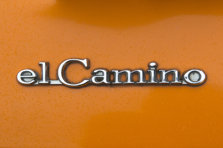 LONDON, ENGLAND - April 28, 2018. 1966 Ford Chevrolet El Camino at the annual Classic Car Exhibition and Vintage Clothing Market at Kings Cross, London, England, April 28, 2018.のeditorial素材