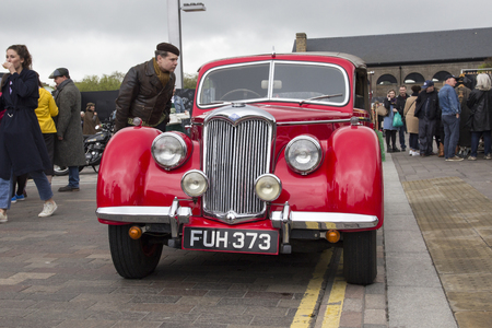 LONDON, ENGLAND - April 28, 2018. 1951 Riley at the annual Classic Car Exhibition and Vintage Clothing Market at Kings Cross, London, England, April 28, 2018.のeditorial素材
