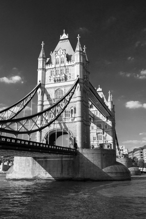 London cityscape across the River Thames with a view of Tower Bridge, London, England, UKの写真素材