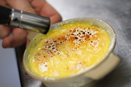 creme brulee with cinder toffee dessertの写真素材