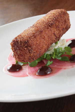 savory croquette plated appetizer
