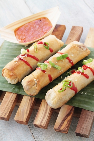 chinese spring rolls with sweet chili sauce