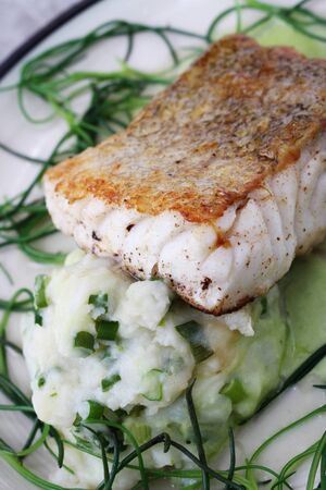 cod loin with monks beardの写真素材