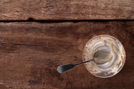 tiramisu dessert in glass dishの写真素材