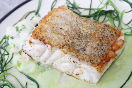 cod loin with monks beardの写真素材