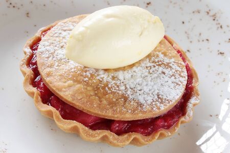 fresh baked rhubarb tartの写真素材