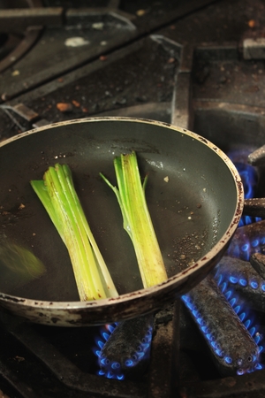 preparing vegetables in kitchenの写真素材