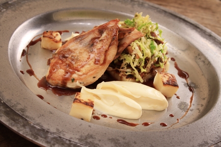 roast partridge plated mealの写真素材