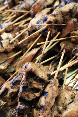 flame grilled chicken kebabsの写真素材