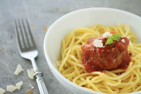 Italian meatballs in tomato sauceの写真素材