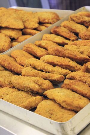 breaded chicken potato cakesの写真素材