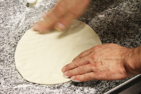 chef preparing pizzaの写真素材