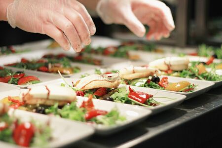preparing saladの写真素材