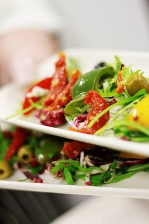 preparing saladの写真素材