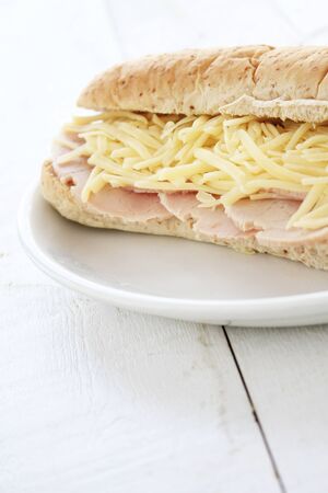 cheese and ham sub sandwichの写真素材