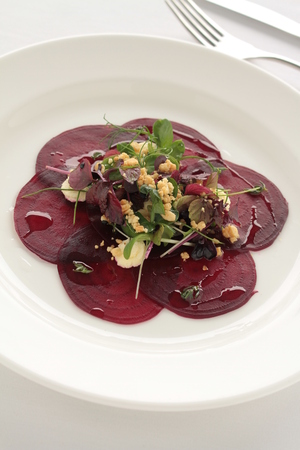 cooked beetrood salad appetizer starterの写真素材