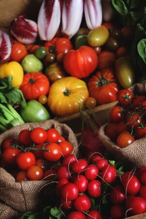 fresh mixed vegetables at marketの写真素材