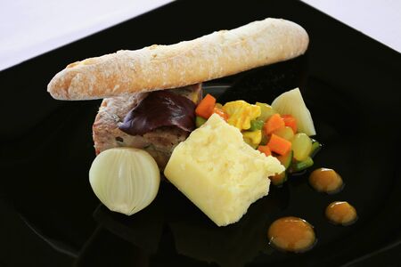 plated gourmet ploughmans lunch meal with picklesの写真素材