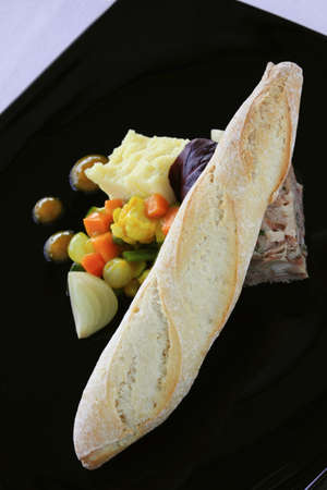 plated gourmet ploughmans lunch meal with picklesの写真素材
