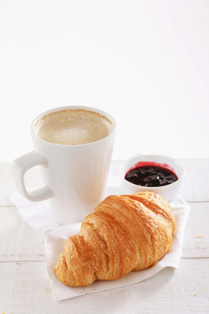 fresh baked croissant breakfastの写真素材