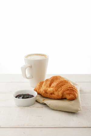 fresh baked croissant breakfastの写真素材
