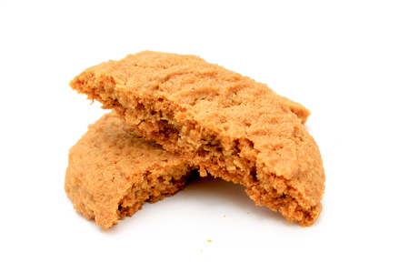 baked biscuits isolated on white backgroundの写真素材