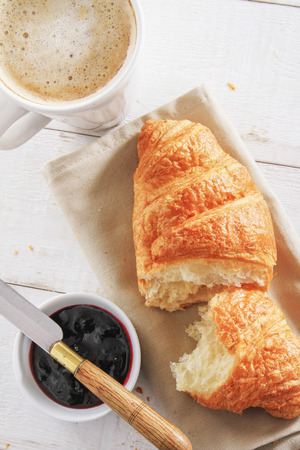 fresh baked croissant breakfastの写真素材