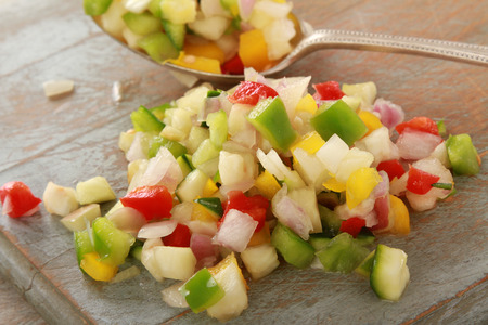 diced mixed vegetables for ratatouilleの写真素材